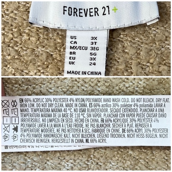 Forever 21 Sweater V Neck Long Sleeve Pullover Plus Size Oatmeal Camel Tan 3X - Picture 6 of 13